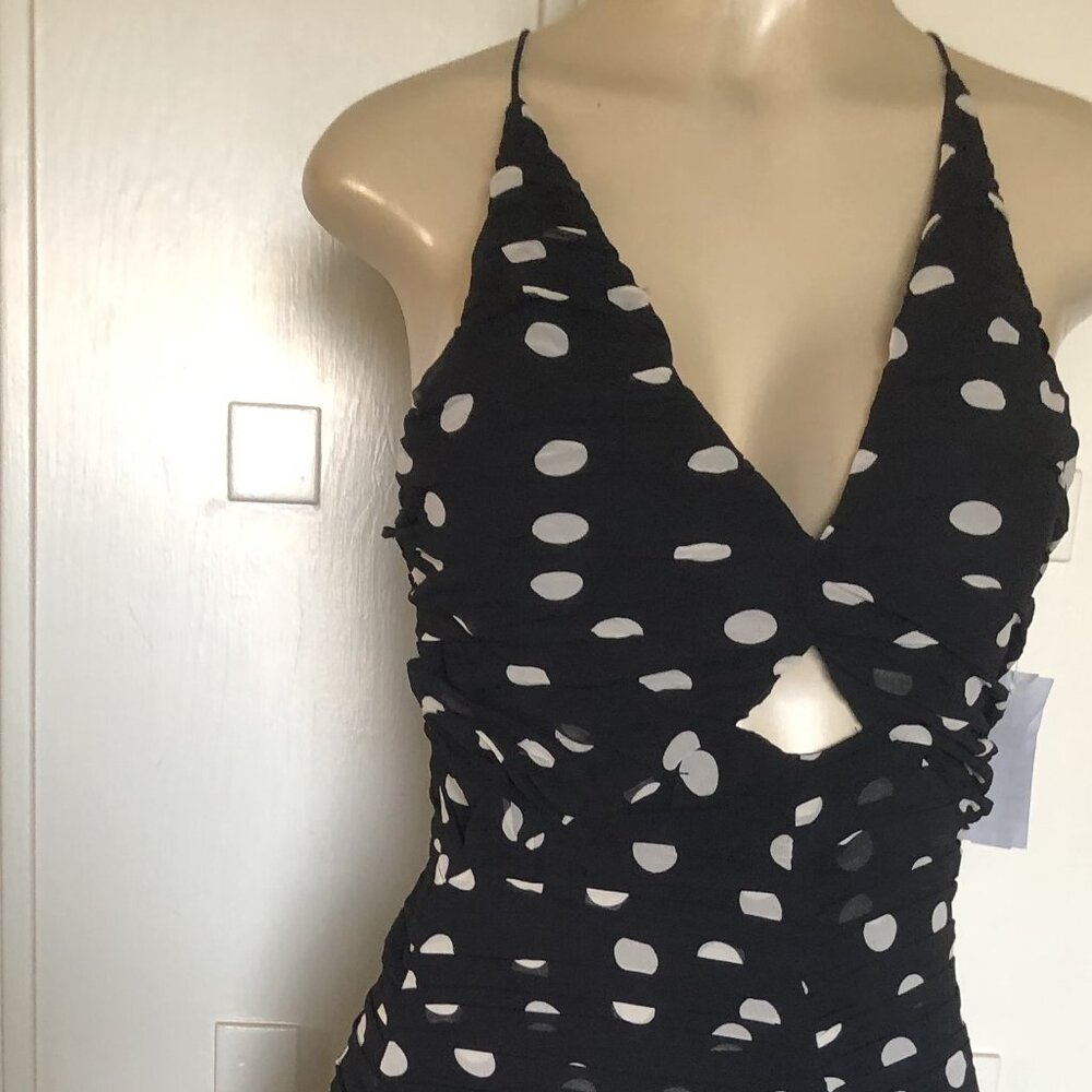 MNG Maxi black and white polka dots strappy dress